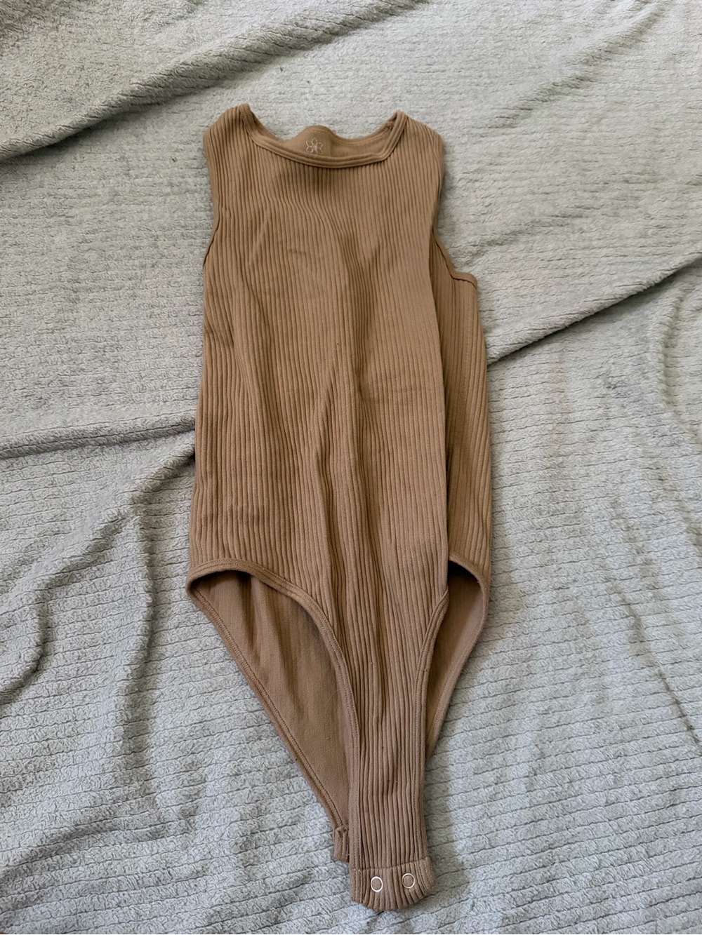 Aura Ribbed Sleeveless Bodysuit in Brown